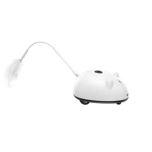 Intelligent Cat Chaser Toy with High-Tech Sensor, Eco-Friendly, Mouse Design, Plug-in, 1W Power, White+Black