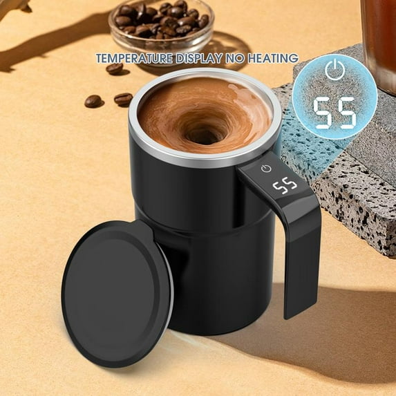 Intelligent Coffee Cup with Lid, 1/3 Counts Automatic Stirring Cup with Temperature Display, USB Rechargeable Stirring Cup for Coffee, Tea, Hot Chocolate, Gift