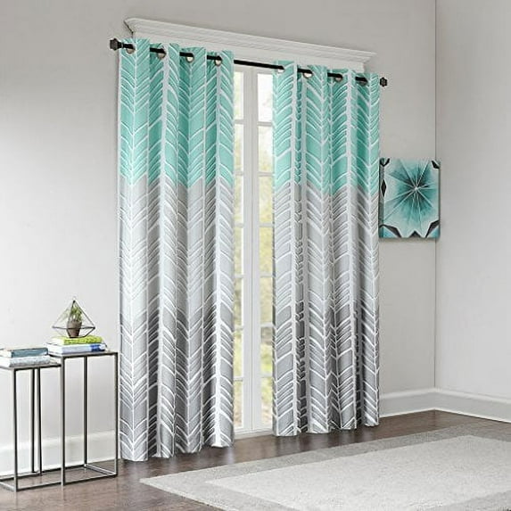 Intelligent Design Adel Polyester Fabric Lined Blackout Window Panel - Gray/Blue