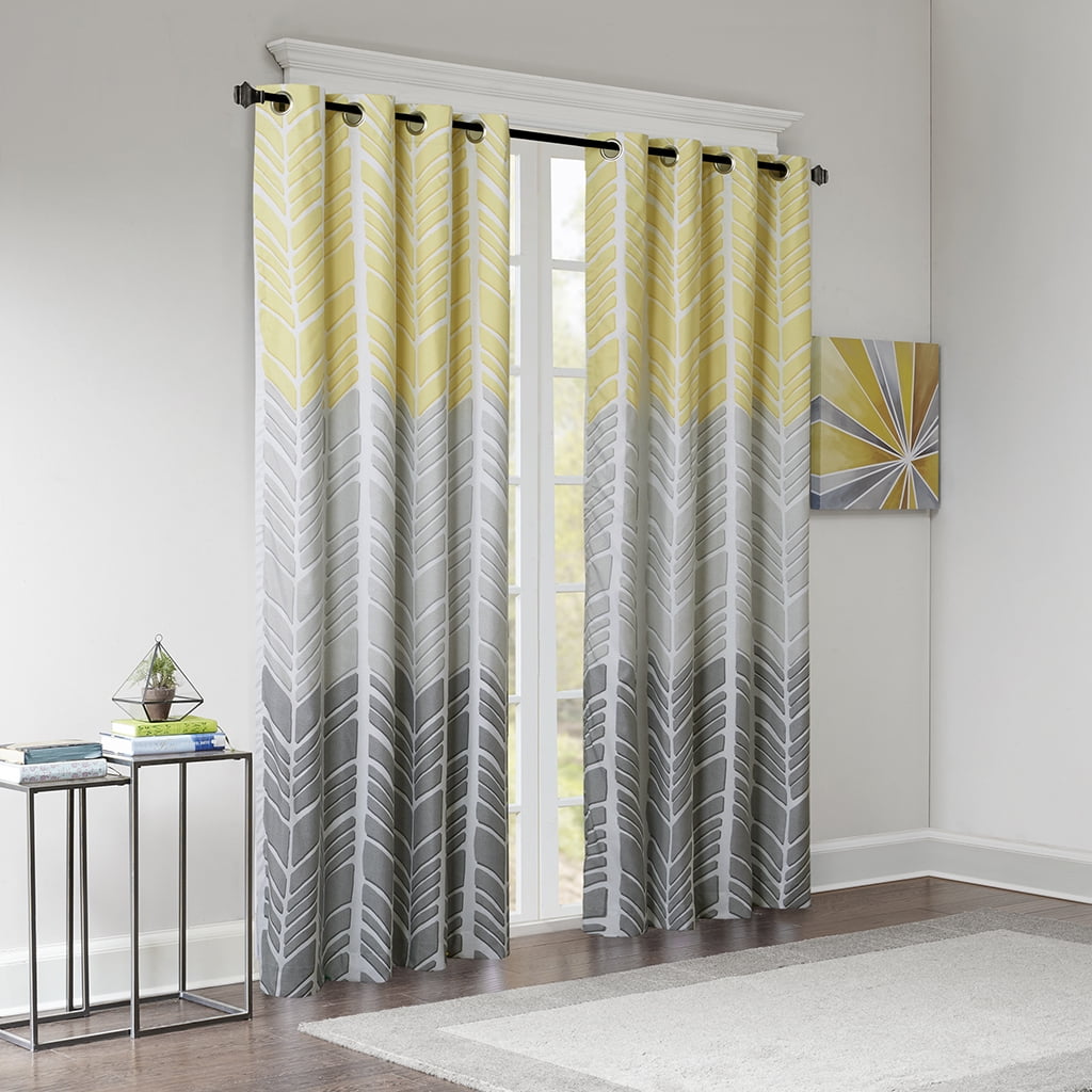 Yellow Chevron Blackout Grommet Window Panel, 50x84