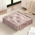 thumbnail image 1 of Regency Heights Large Tufted Floor Pillow for Seating, Square Meditation Cushion with Handle, Chenille Sitting Pillows Floor Cushion for Yoga Living Room Balcony Office Outdoor, 24" x 24" Blush, 1 of 9