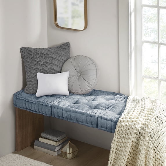 Regency Heights Square Tufted Floor Pillow, Meditation Seating Cushion , Chenille Sitting Pillows Floor and Chair Cushion for Yoga Living Room Balcony Office Outdoor, 20" x 20" Aqua