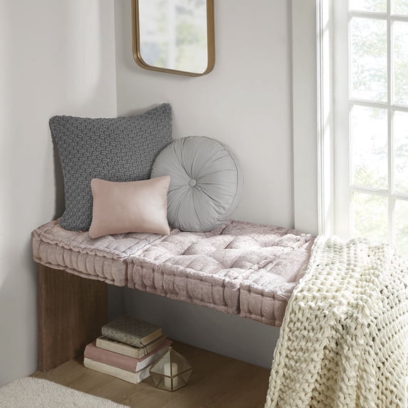 Regency Heights Square Tufted Floor Pillow, Meditation Seating Cushion , Chenille Sitting Pillows Floor and Chair Cushion for Yoga Living Room Balcony Office Outdoor, 20" x 20" Blush