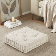 Regency Heights Square Tufted Floor Pillow, Meditation Seating Cushion , Chenille Sitting Pillows Floor and Chair Cushion for Yoga Living Room Balcony Office Outdoor, 20" x 20" Ivory