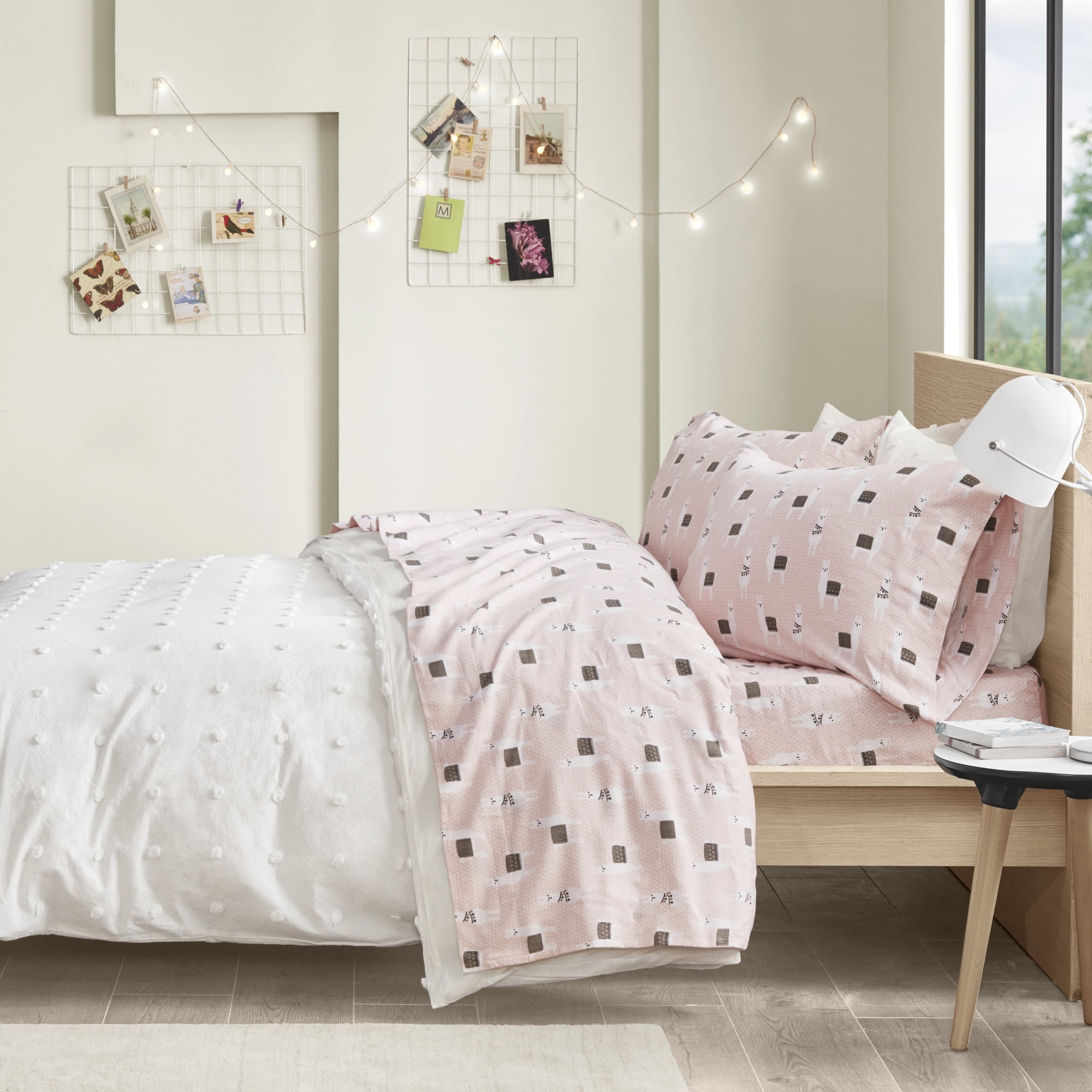 Intelligent Design Cozy Soft 90x102" Cotton Flannel Printed Sheet Set in Pink