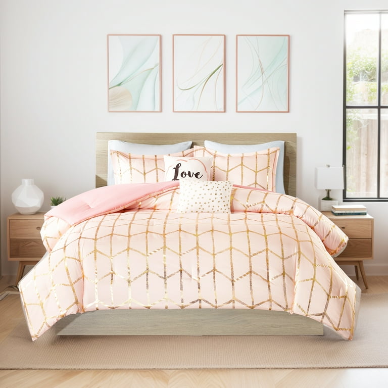 Pink and gold comforter discount