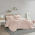 thumbnail image 1 of Intelligent Design Malea Polyester Solid Shaggy Fur Duvet Cover Set in Pink, 1 of 11