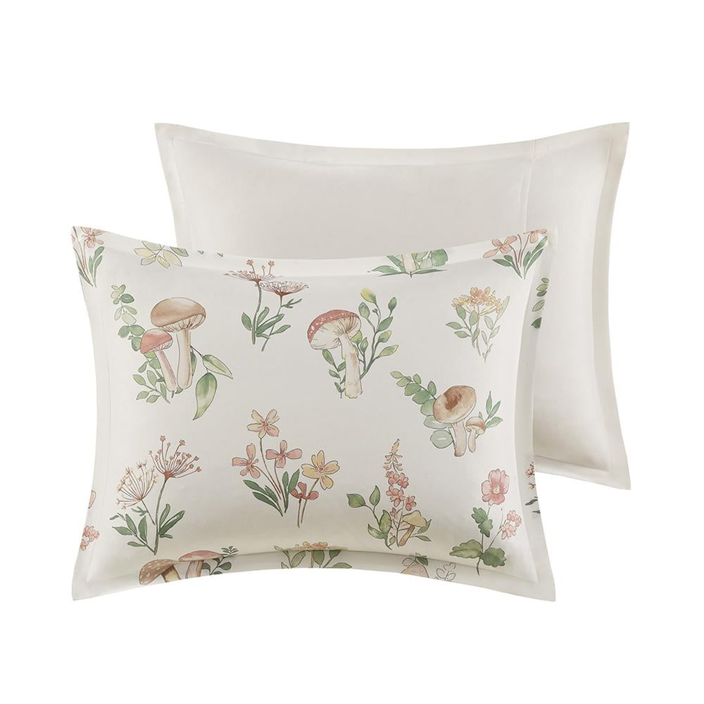 Twin Green Microfiber Mushroom Garden Comforter Set