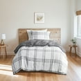 thumbnail image 1 of Intelligent Design Twin/Twin XL Comforter Sets, 2-Piece Reversible Bedding Set, Windowpane Plaid Comforter Bedding Set, White/Gray, 1 of 9