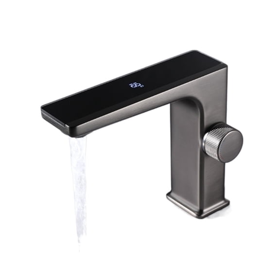 Intelligent Digital Display LED Basin Faucet Hot And Cold Water Mixer Sink Tap Bathroom Brass Gun Gray Washbasin Vanity Faucet