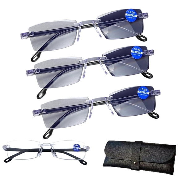 Intelligent Dual Focus Automatic Zoom Reading Glasses, Anti Blue Light Presbyopia Glasses, 3 Pcs Set