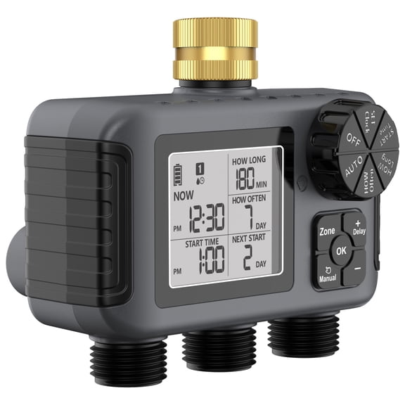 Intelligent Garden Irrigation Controller Double Hose Programmable Watering Systems With Clear LED Display Weatherproof
