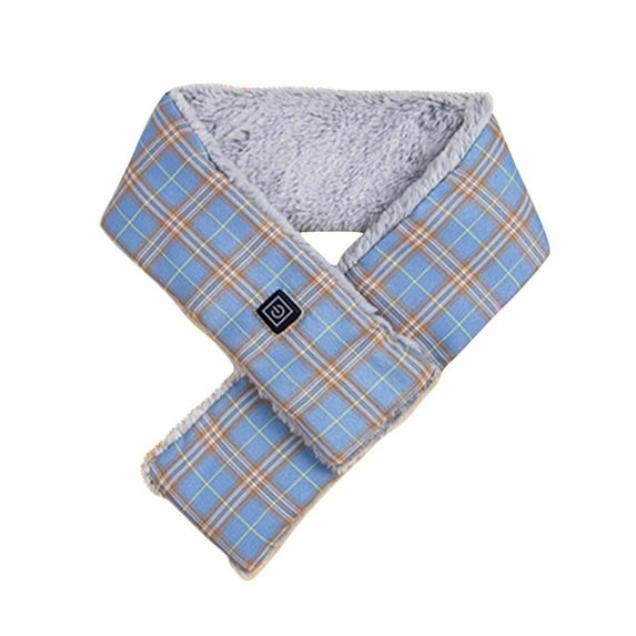 Intelligent Heating Scarf for Women and Men, Electric Heated Plaid Scarf Three Adjustable Temperature Control Warm Scarf Pad Neck with Heat S-36 Blue One Size