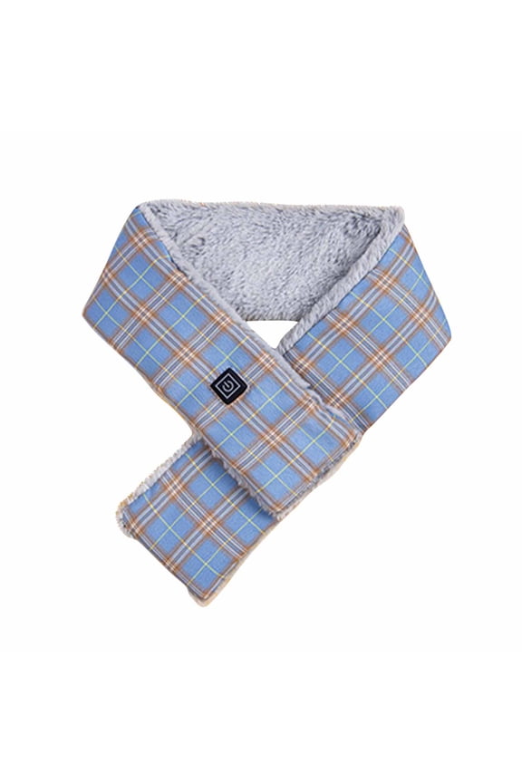 Intelligent Heating Scarf for Women and Men, Electric Heated Plaid Scarf Three Adjustable Temperature Control Warm Scarf Pad Neck with Heat S-36 Blue One Size