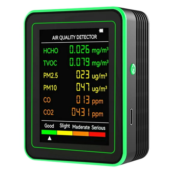 Intelligent Indoor Home Air Pollution Detectors Inspector with CO2, Temperature, Humidity, Formaldehyde, TVOC Monitoring
