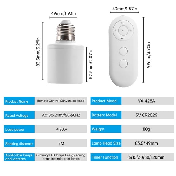 Intelligent Infrared Motion Sensor Lamp Holder with Remote Control, Adjustable Brightness Screw Base Light Socket for Energy Efficient Indoor Lighting and Enhanced Home Safety in Hallways