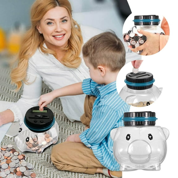 Intelligent Jar with LCD Digital Counter Smart Savings Bank for Kids Educational Bank Recognition