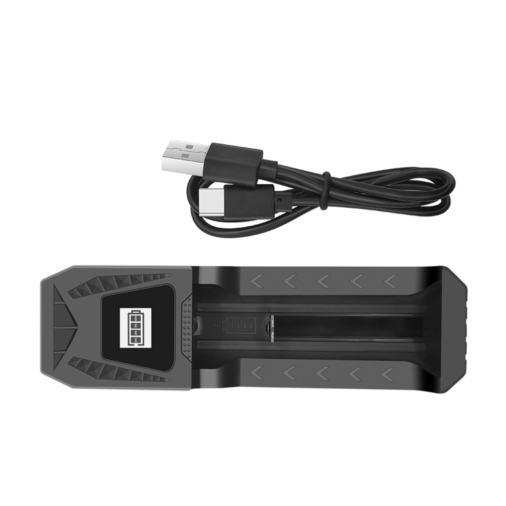 Chargeur De Batterie Intelligent Type C - Pour Piles 18650, 21700, 26650, Etc. - Écran LCD, 1 Emplacement
