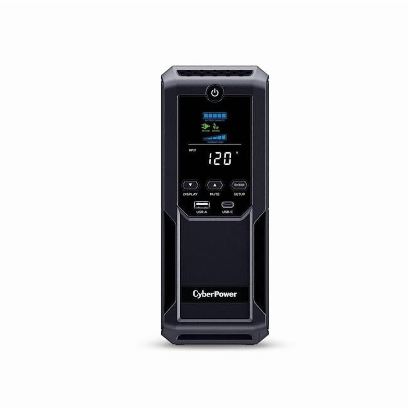 Intelligent LCD UPS 1500VA-900W, 12 Outlets, 2 USB Ports, AVR & Mini Tower System, Black