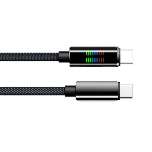 Intelligent LED Display 240W Double Type C PD Fast Charging Cable Line With Zinc Alloy Braided Cord For Quick Charging