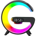 thumbnail image 1 of Intelligent LED Table Lamp, 5 in 1 Wireless Charger Night Light Lamp, App Control Bluetooth Speaker Alarm Clock, Home Office Study Bedside Charging Lamp for Bedroom Home Decor (Black), 1 of 8