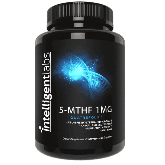 Intelligent Labs 1MG 5-MTHF Methylfolate, 120 Capsules, 120 Days Supply, Best Value Folic Acid Supplement as Quatrefolic, Activated Folate, 1MG = 1000mcg, 5 methyltetrahydrofolate
