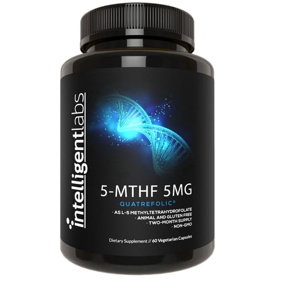 Intelligent Labs 5-MTHF L-Methylfolate 5mg (5000mcg) | Active Folate with Quatrefolic for Cellular Function Support | 60 Capsules (60-day Supply)