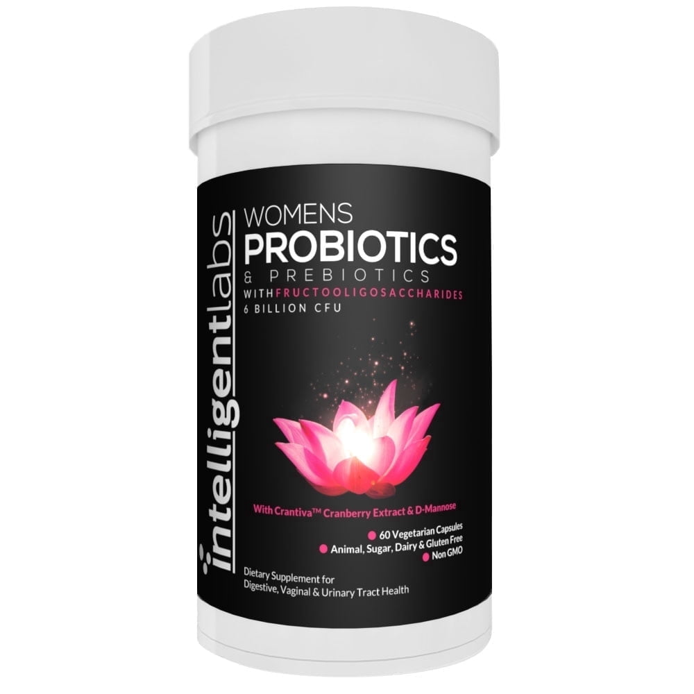 Intelligent Labs Women's 6 Billion CFU Probiotics with Prebiotics | With Cranberry & D-Mannose | Vaginal & Digestive Support | 60 Capsules (60-day Supply)