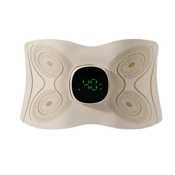 Intelligent Lumbar Relaxation Belt with Soothing Heat, Wearable EMS Belly Massage Pad for Daily Wellness, Cordless Rhythmic Pulse Device for Stress Relief and Muscle Comfort, Elegant Sand Beige