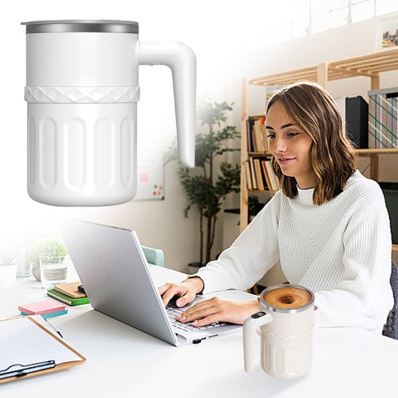 Intelligent Magnetic Coffee Stirring Cup, Smart Temperature Monitoring and Automatic Stirring Mug for Coffee, Tea, and Hot Drinks, Ideal for Home and Office Use