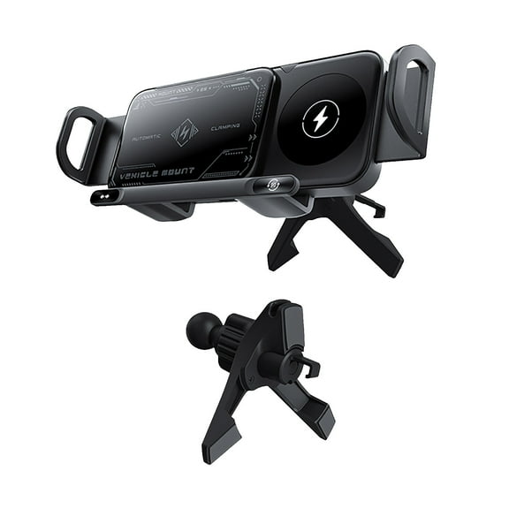 Intelligent Mobile Phone Stand Holder, Automatic Sensing Fast-Charging 360° Rotation Clamp with Horizontal Vertical Viewing for Office Home and Car Use