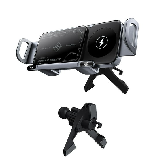 Intelligent Mobile Phone Stand Holder, Automatic Sensing Fast-Charging 360° Rotation Clamp with Horizontal Vertical Viewing for Office Home and Car Use