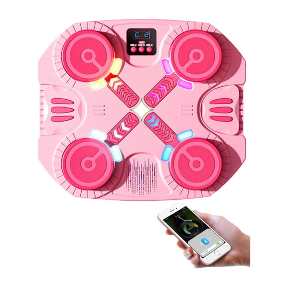 Intelligent Musical Boxing Machine Squishy Fidget Toys for Adults Wall Mounted Bluetooth Training Target with LED Lights Soft Tactile Sensory Gadget Black and Pink