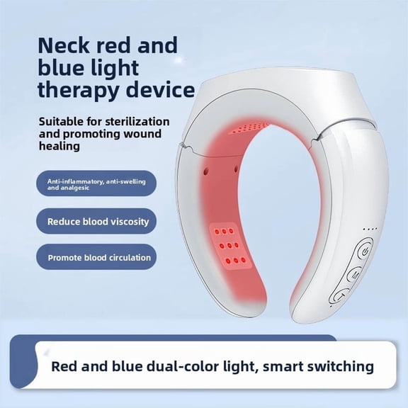Intelligent Neck Light Support Device for Office Workers, Portable Red & Blue Glow Wearable for Sedentary Lifestyles, Multi-Mode Relaxation Tool for Screen Fatigue, USB-C Charging