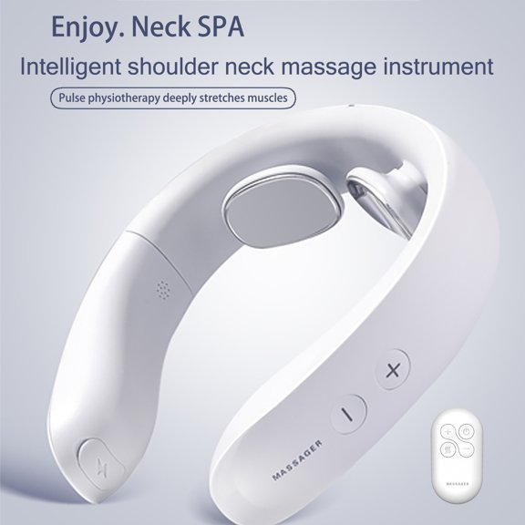 Intelligent Neck Massager with TENS Pulse Technology, 15 Levels of Strength, 6 Massage Modes, 42C Constant Heat Therapy, Lightweight & Portable for Home Office Travel Use