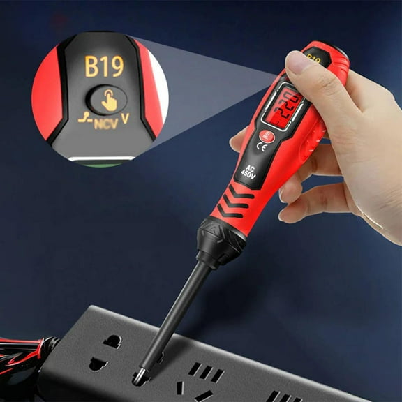 Intelligent Non-Contact Voltage Tester - Safe & Efficient Electrician's Tool, 2-in-1 High Torque Strong Magnetic Flathead Phillips Screwdriver for AC/DC Circuit Detection (Flathead, Red)