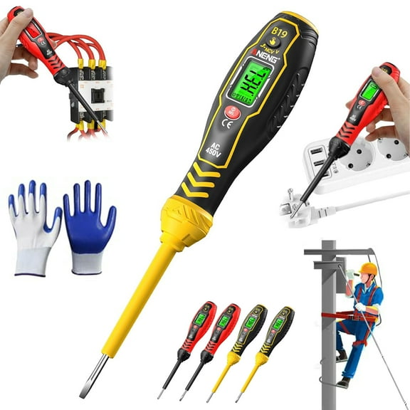 Intelligent Non-Contact Voltage Tester - Safe & Efficient Electrician's Tool, Multifunctional Induction 2-in-1 Electric Tester Pen Flathead Phillips Screwdriver for AC/DC Circuit Detection