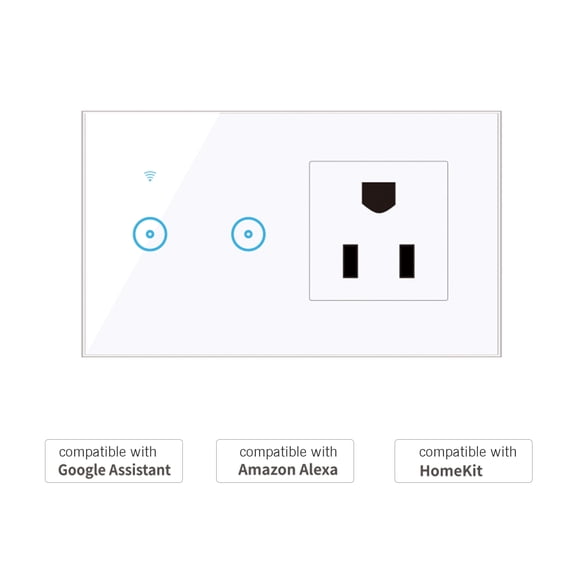 Intelligent Outlet Smart Wifi Smart Wall Outlet 2 in 1 Convenient Voice APP Touch Control Smart Socket Switch for Alexa for Assistant