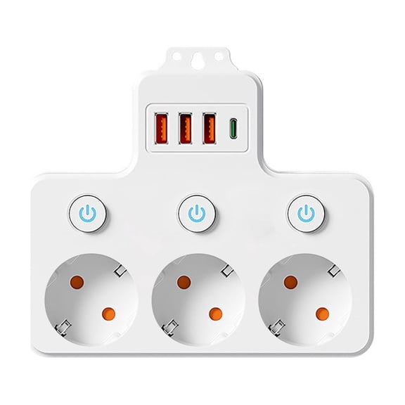 Intelligent Power Strip With USB Ports, Multifunctional 3/4 Way Socket With Individual Switches And Night Light For Travel Home Office Charging Devices Safely