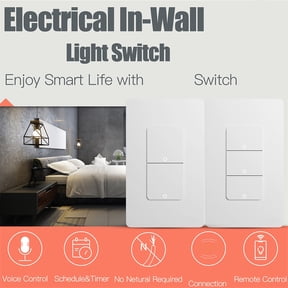 Intelligent Push Button Light Switch 1-Way Gang Smart Home Wireless Timer Remote Control Switch, 4.6 x 2.8 Inches / 11.8 x 7.2 cm