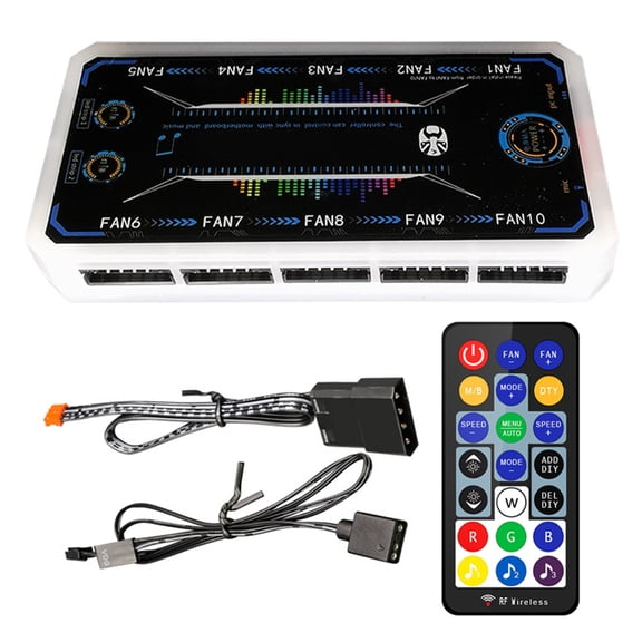 Intelligent RGB Fan Hub 12cm Silent Fans, 3 Music Modes, Motherboard Synchronization Support