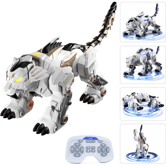 Intelligent Remote Control Mechanical Tiger Robot Toy, 2.4G Programmable RC Animal with Voice & Touch Control, 17" Large Action Figure with 20+ Moves Interactive STEM Toy Gift for Kids Boys Girls