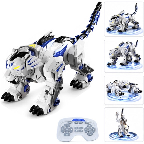 Intelligent Remote Control Mechanical Tiger Robot Toy, 2.4G Programmable RC Animal with Voice & Touch Control, 17" Large Action Figure with 20+ Moves Interactive STEM Toy Gift for Kids Boys Girls