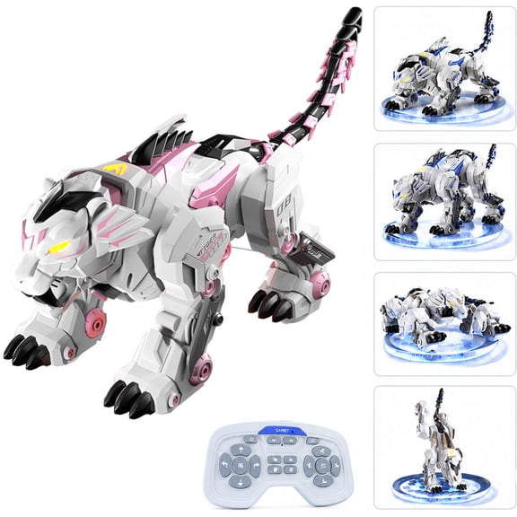 Intelligent Remote Control Mechanical Tiger Robot Toy, 2.4G Programmable RC Animal with Voice & Touch Control, 17" Large Action Figure with 20+ Moves Interactive STEM Toy Gift for Kids Boys Girls