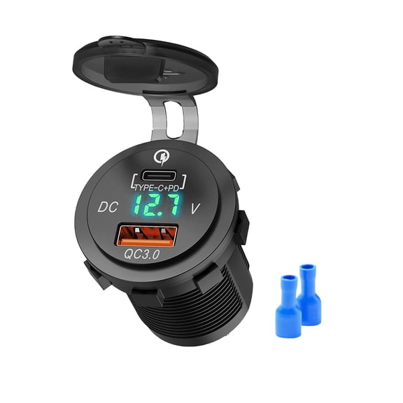 Intelligent Screen Voltages Monitors Car Charging Rapid USB /Type c Port For Phone Fast Charging Adapters
