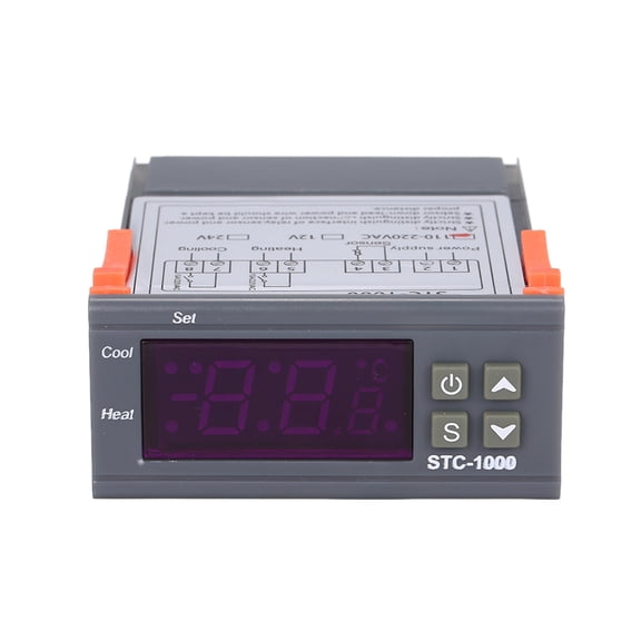 Intelligent Temperature Controller Digital Temperature Controller, Mini LED Display Heating Cooling Thermostat, Refrigerator Freezer Water Tanks Control, STC-1000 with Sensor