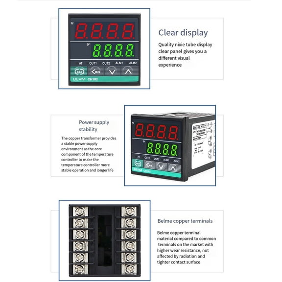 Intelligent Thermostat Ch102 Relay/Ssr 2 Output 2 Alarm Pid Temperature Control