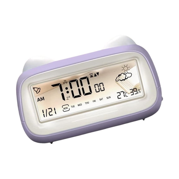 Intelligent Touch Panel Cartoon Puss Clock With Temperature Display And Childproof Substance