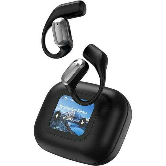 Intelligent Touch Screen Over the Ear Earbuds XP2 True Wireless Open Ear Earbuds Bluetooth 5.4 with LCD Display LPX5 Waterproof Noise Reduction for Fitness Running and Cycling