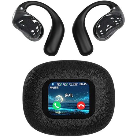 Intelligent Touch Screen Open Bluetooth Earphones, True Wireless Open Ear Earbuds Bluetooth 5.4, IPX5 Waterproof Wireless Open Ear Bluetooth Earbuds for Workout/Running